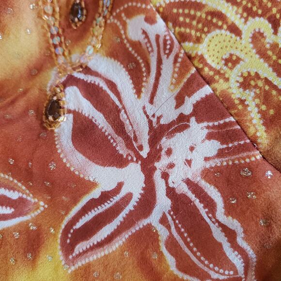 Vtg Avenue 100% Silk Embellished Sequin Tunic Blouse Plus Size 22/24 Boho Artsy - Picture 8 of 12